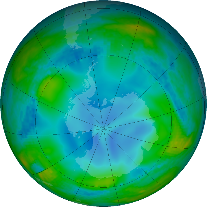 Antarctic ozone map for 25 June 2003